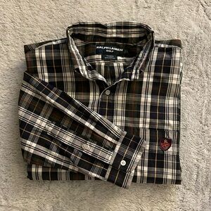 Ralph Lauren Golf Plaid L/S Shirt  Size L  Classic green navy